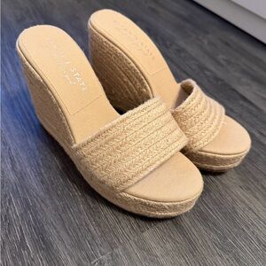 Altar'd State Tan Woven Wedge Sandals